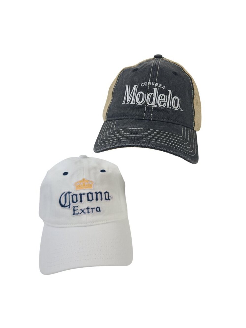 NEW Modelo & Corona Adjustable Baseball Caps Set Embroidered Logos Snapback